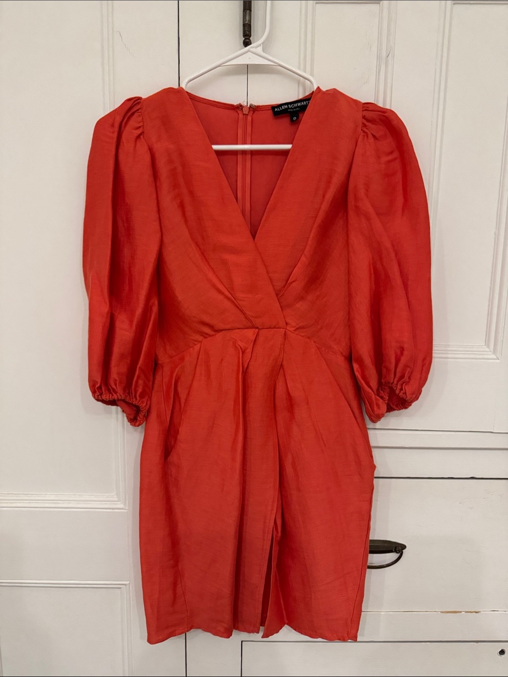ABS ALLEN SCHWARTZ ORANGE BALLOON SLEEVE MINI DRESS SZ 0